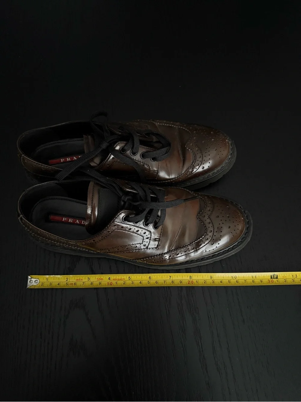 Prada Sport Brown Leather Brogue-Derby Shoes